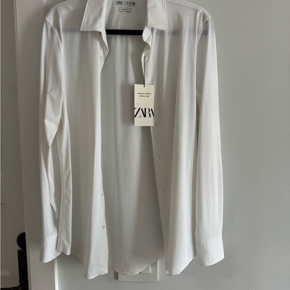 Zara Men's iron free White Dress Shirt new with tags